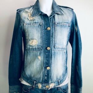McGuire Denim Distressed Blue Jean Jacket